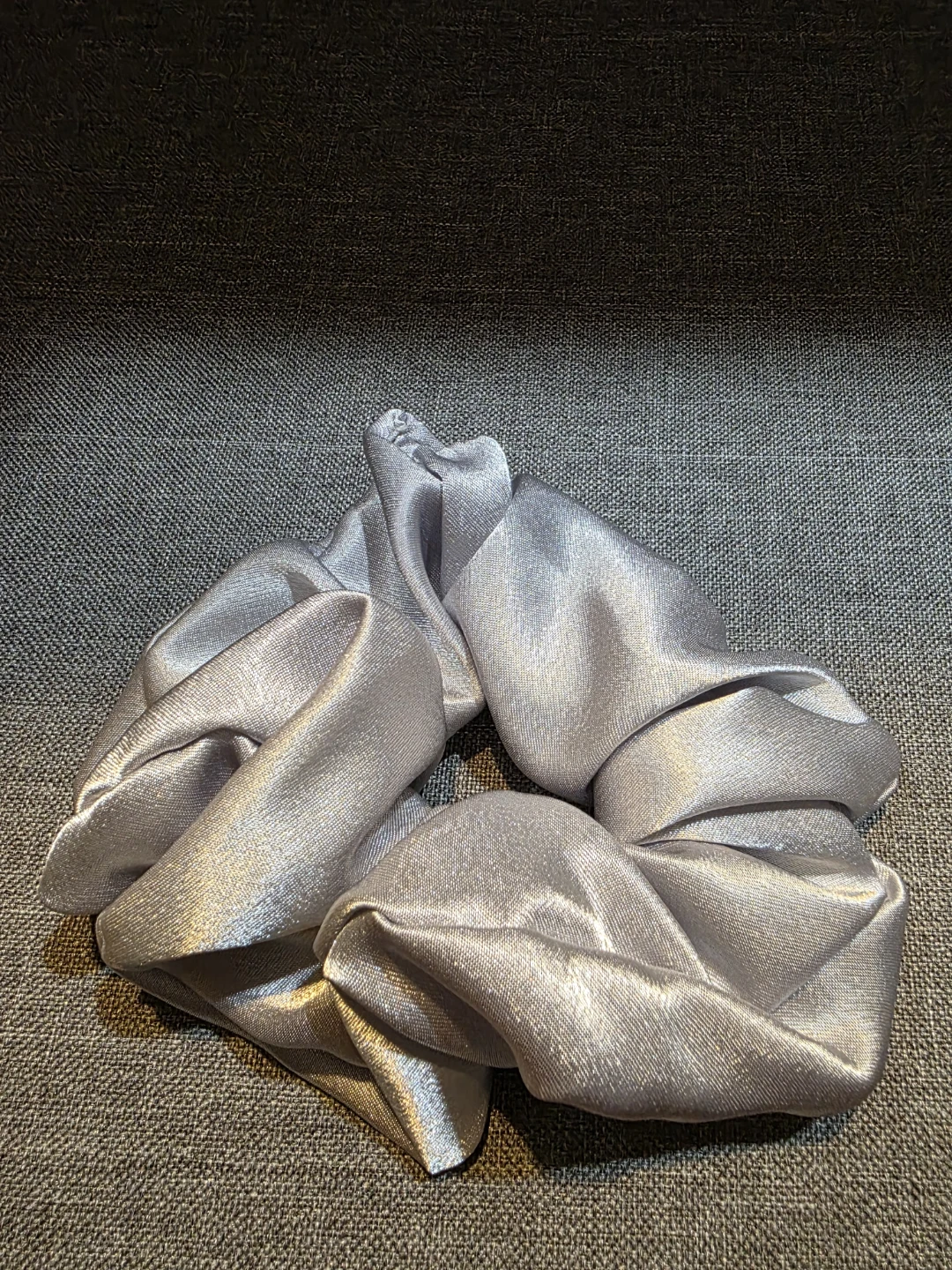 Silver Satin Scrunchie (Large)