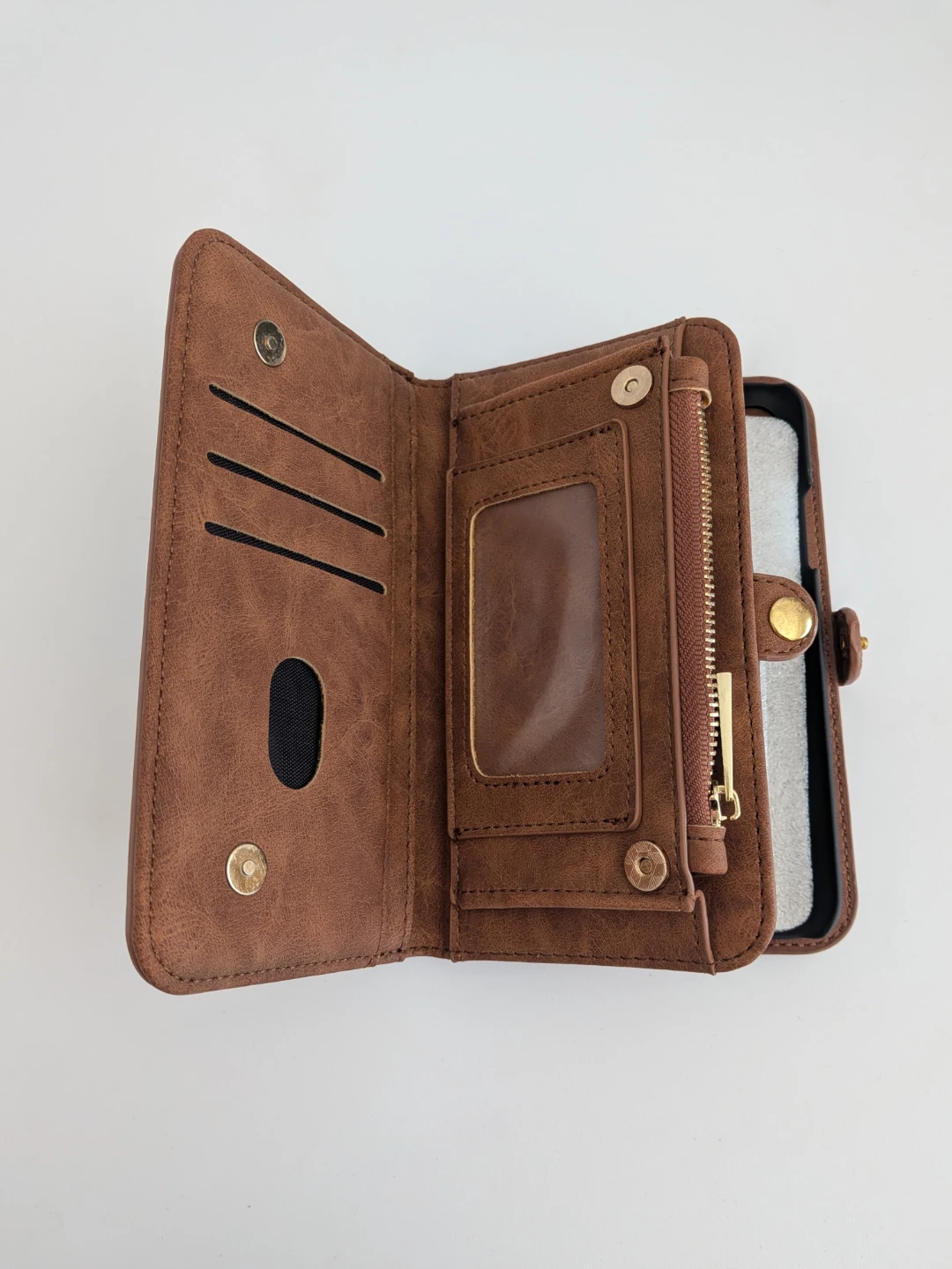 Brown Faux Leather Wallet Phone Case