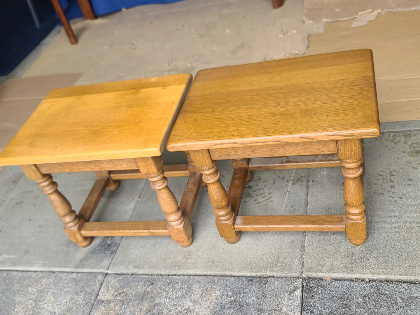 Pair of Wooden Side Tables / Stools