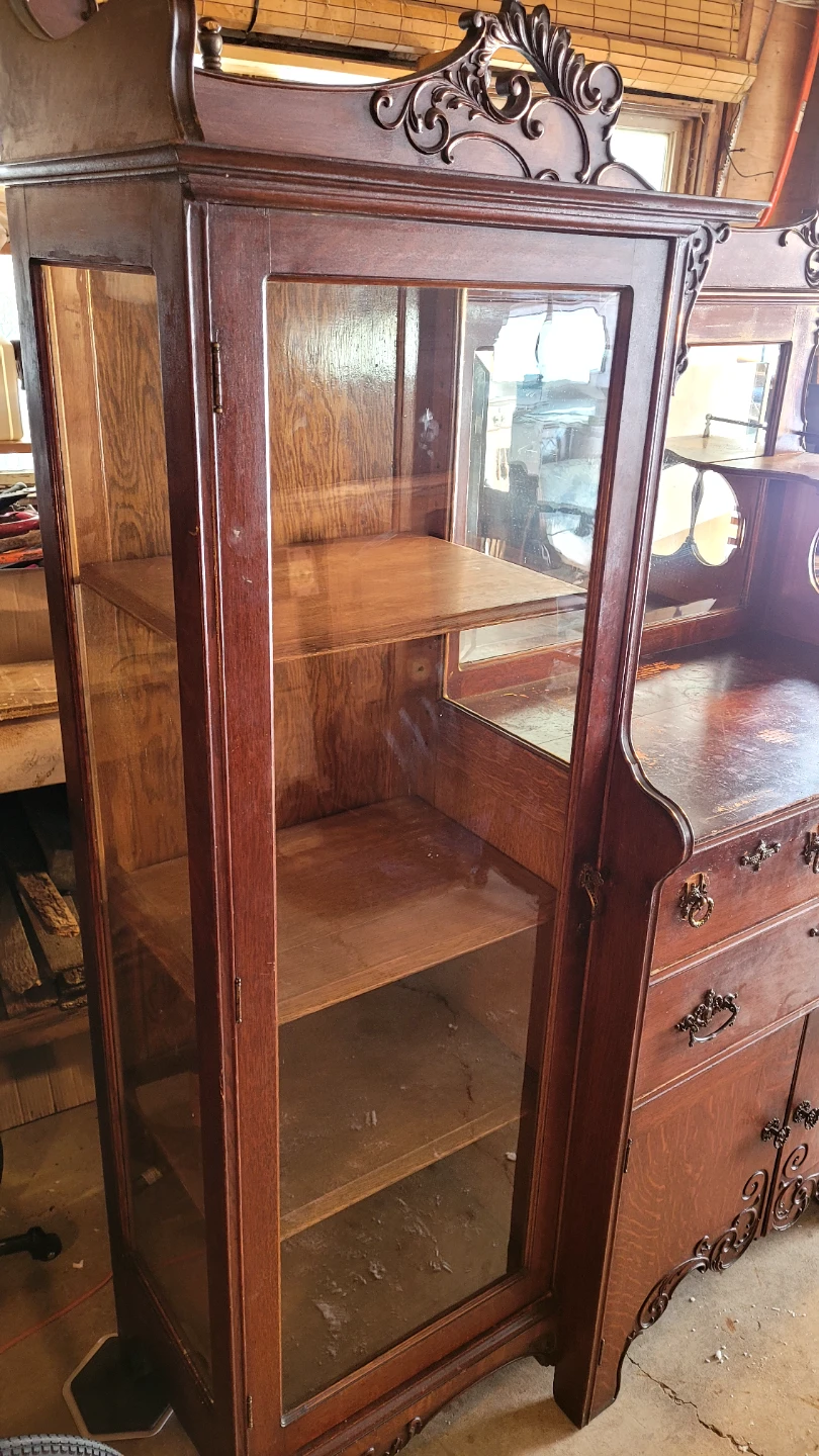 1800s Victorian Oak Sideboard / China Cabinet - photo 3