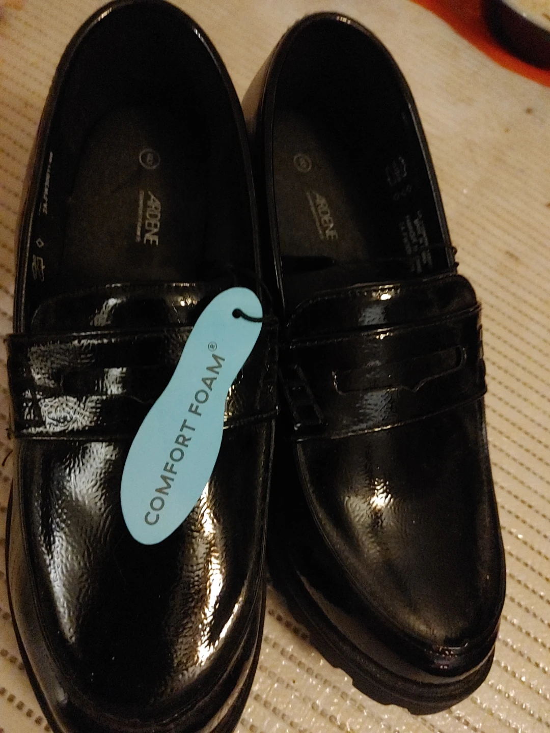 Ardene Black Patent Loafers Size 8