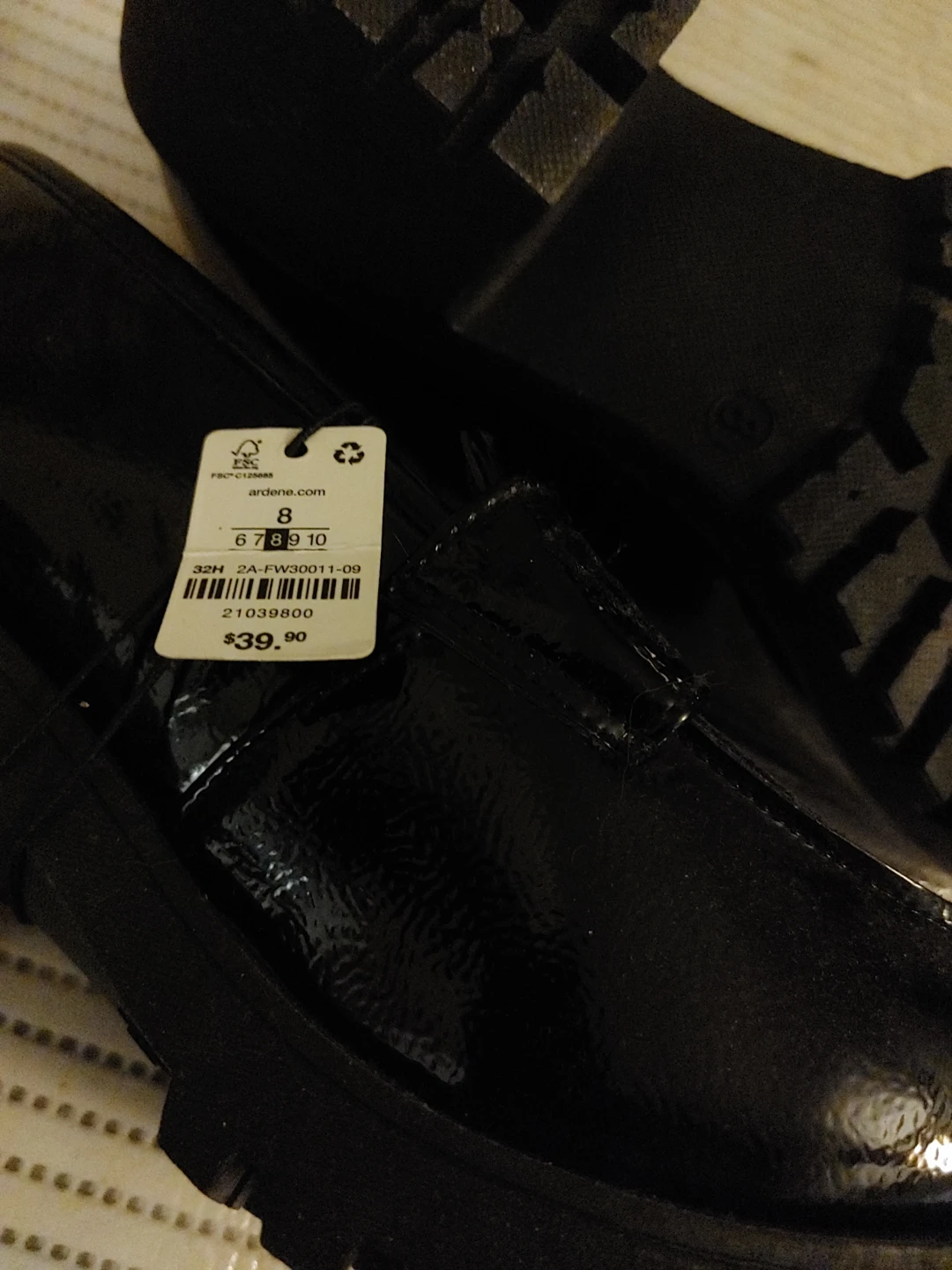 Ardene Black Patent Loafers Size 8 - photo 3