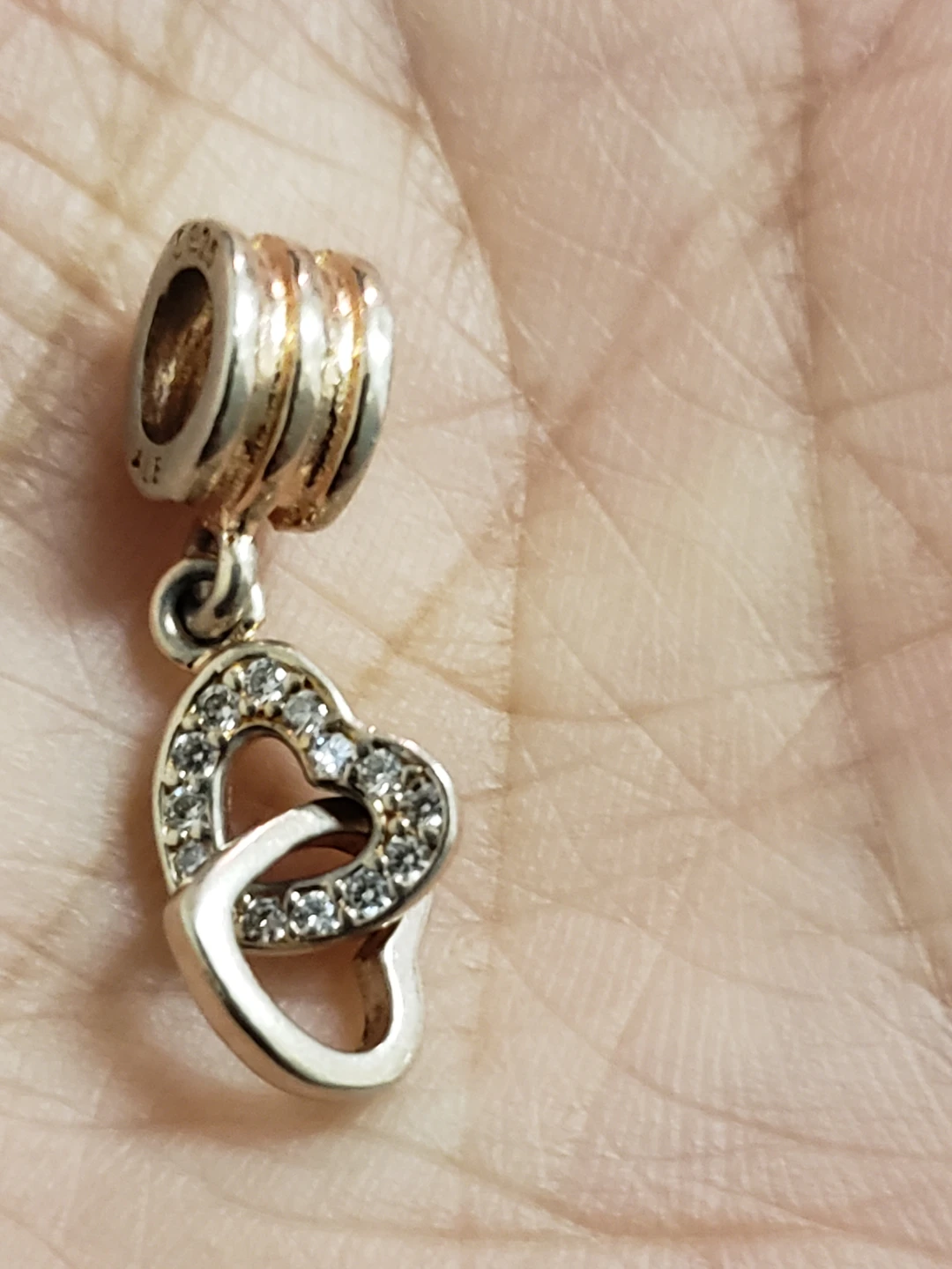 Authentic Pandora Sterling Silver Double Heart Charm - photo 2