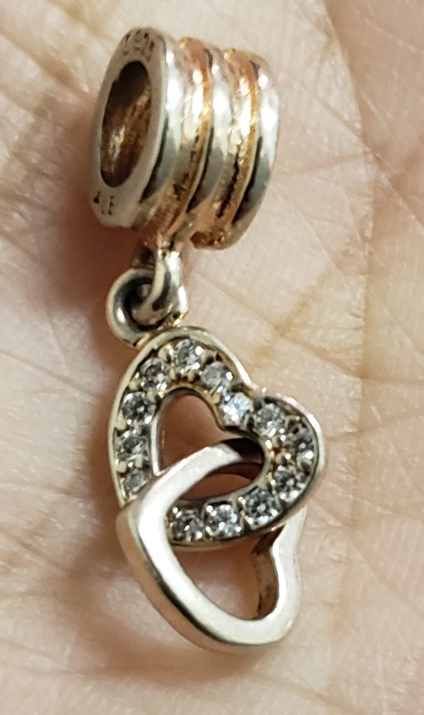 Authentic Pandora Sterling Silver Double Heart Charm - photo 4