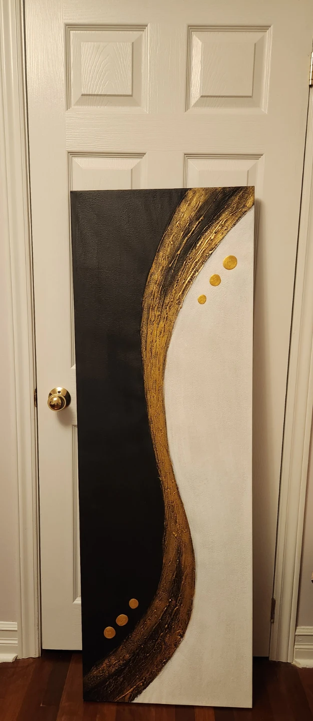 Abstract Black and Gold Canvas Wall Art - photo 2