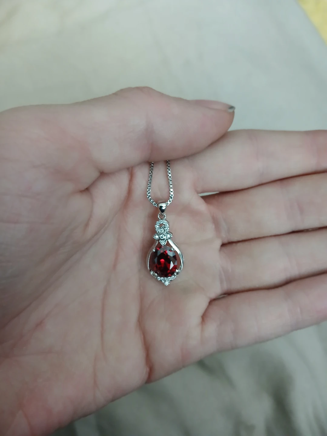 925 Silver, Lab Grown Ruby, & Synthetic Zirconia Necklace