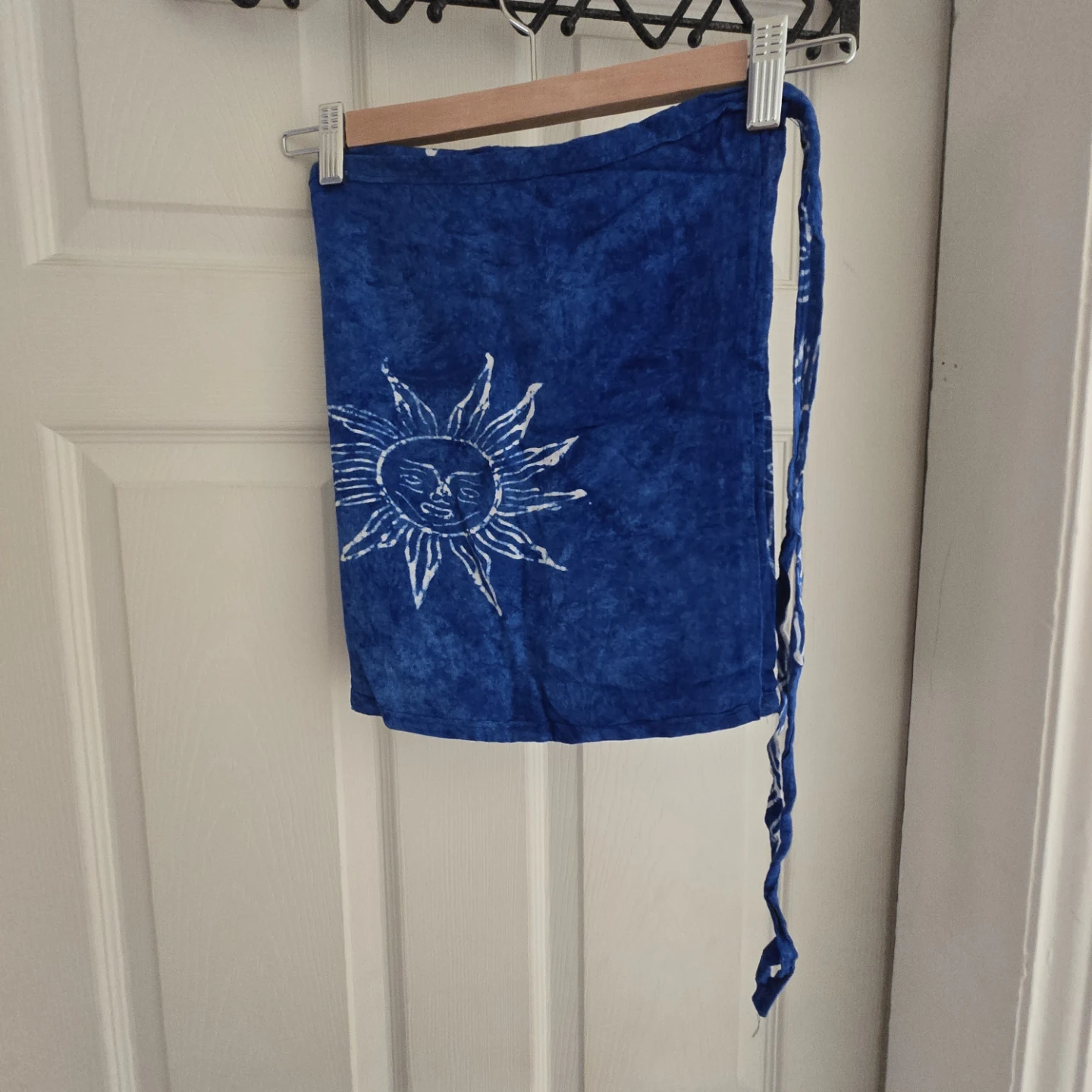 Blue Sun Print Sarong Wrap Skirt