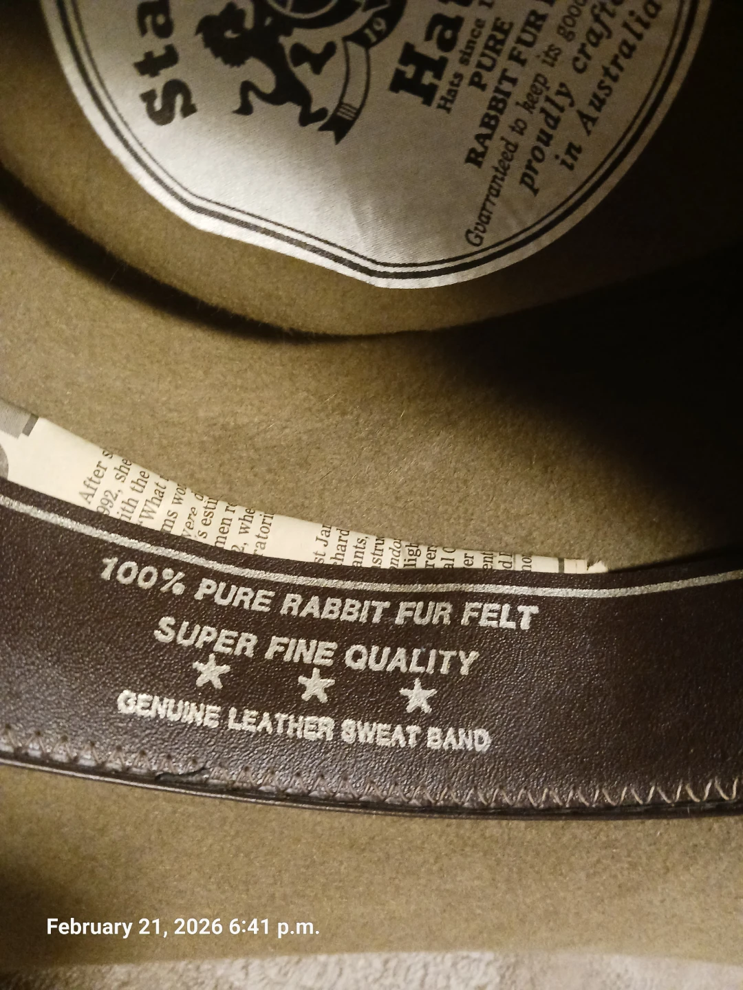 Statesman Hats 100% Pure Rabbit Fur Felt Hat Size 56 - photo 5