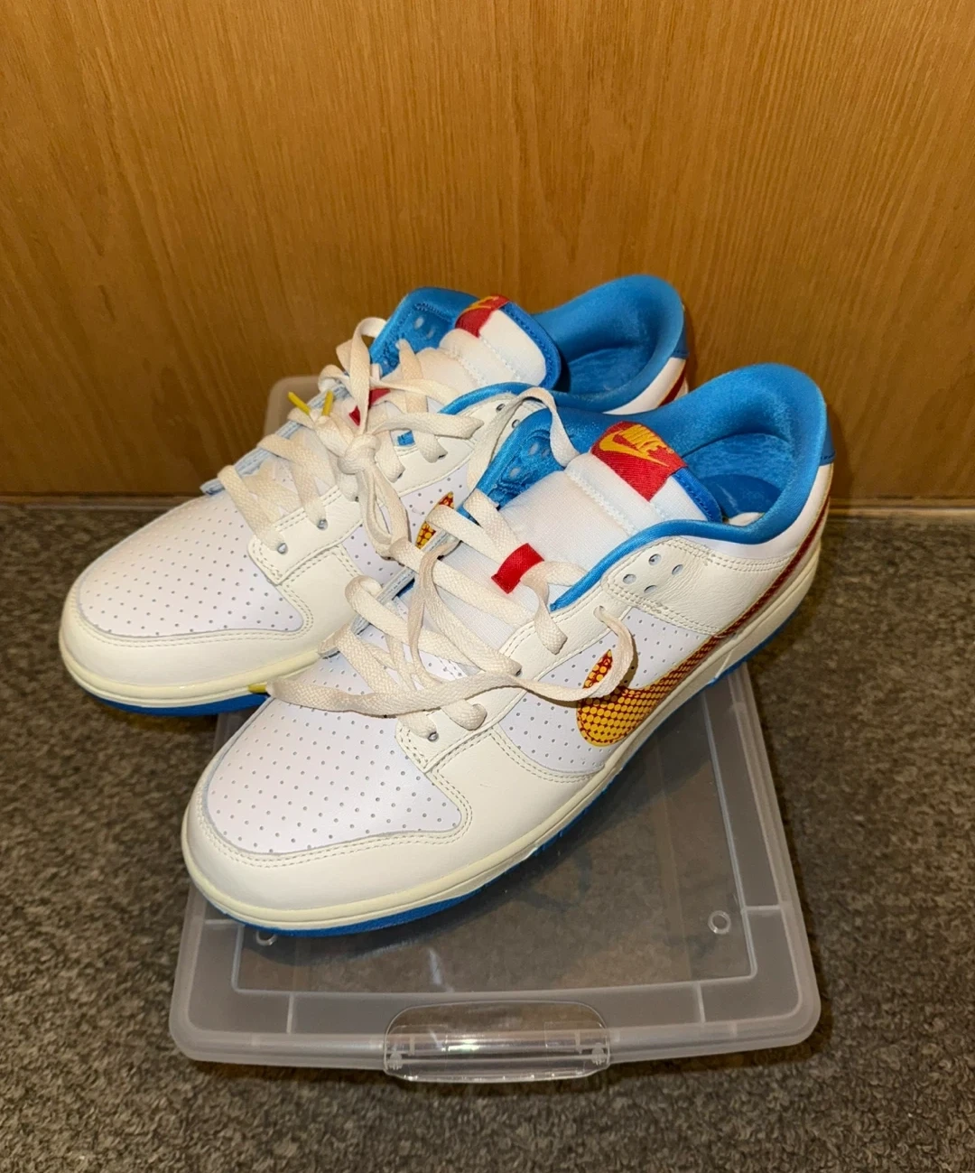 Nike Dunk Low White Blue Red Yellow Sneakers - photo 2