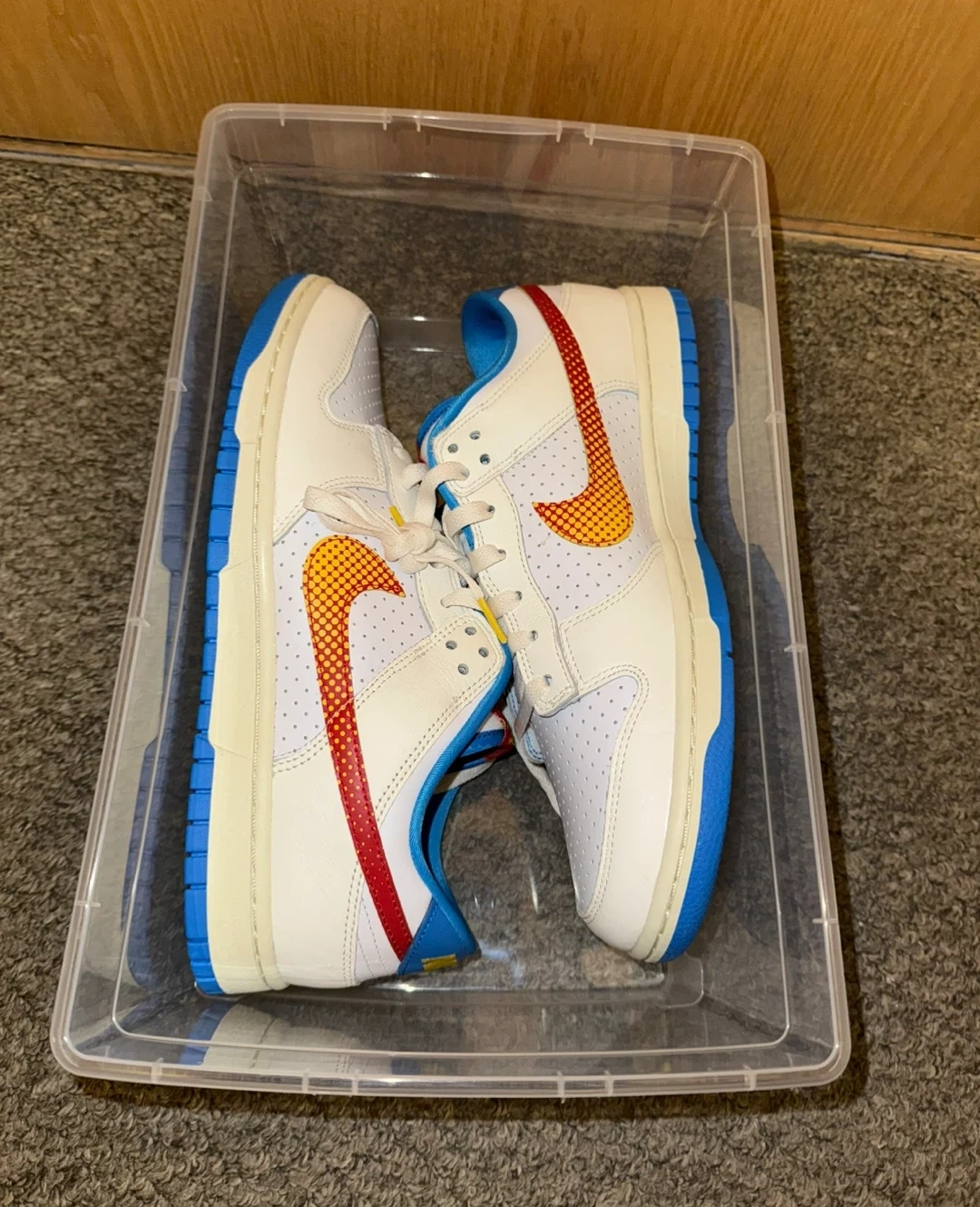 Nike Dunk Low White Blue Red Yellow Sneakers - photo 3