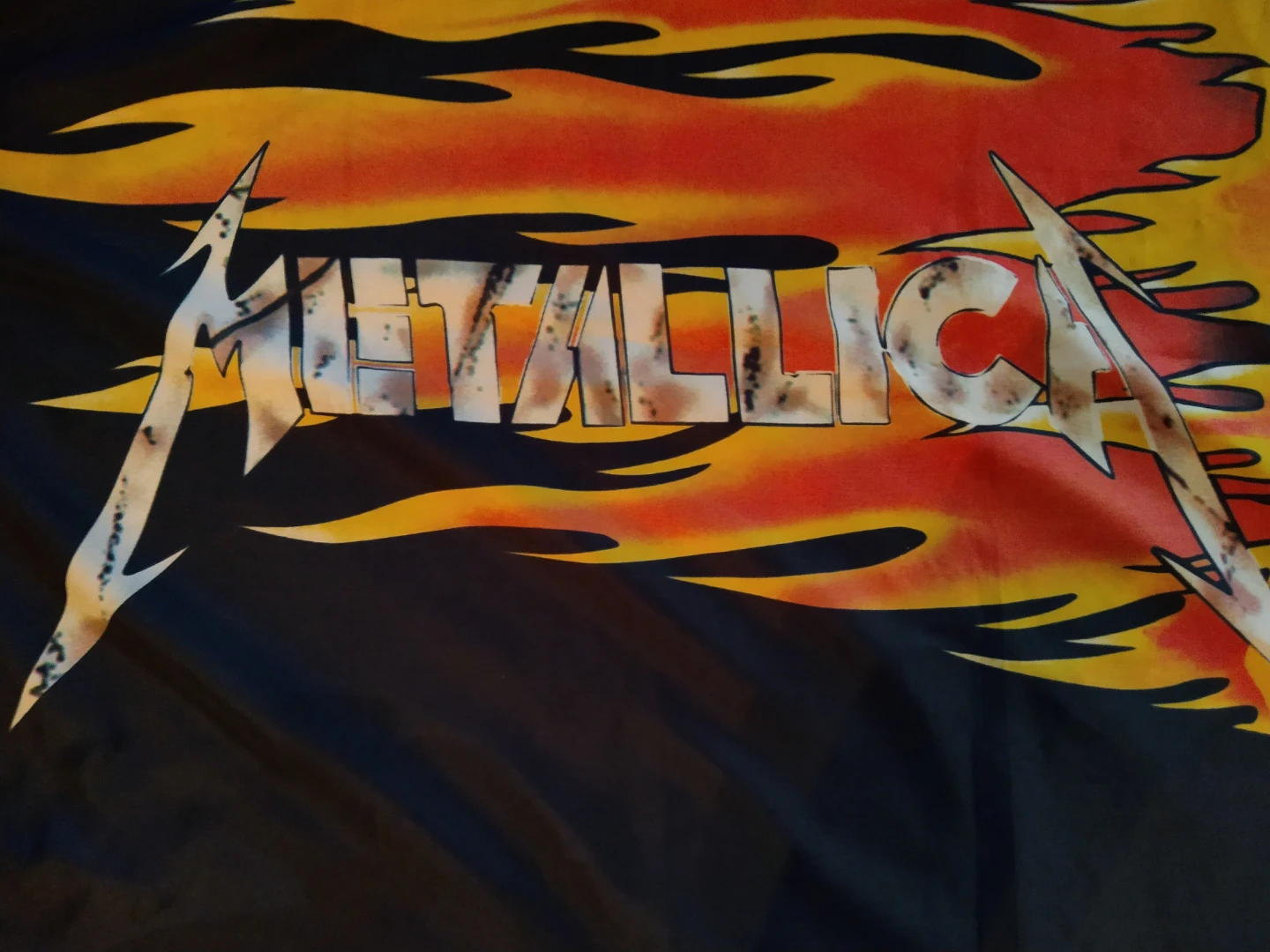 Vintage 2000 Metallica Pushead Flaming SkullTapestry 44"×31" - photo 4
