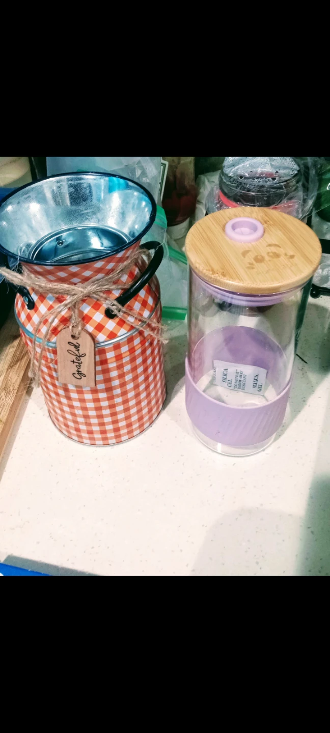 Vintage Tin Milk Can $35 or Purple Glass cup $14