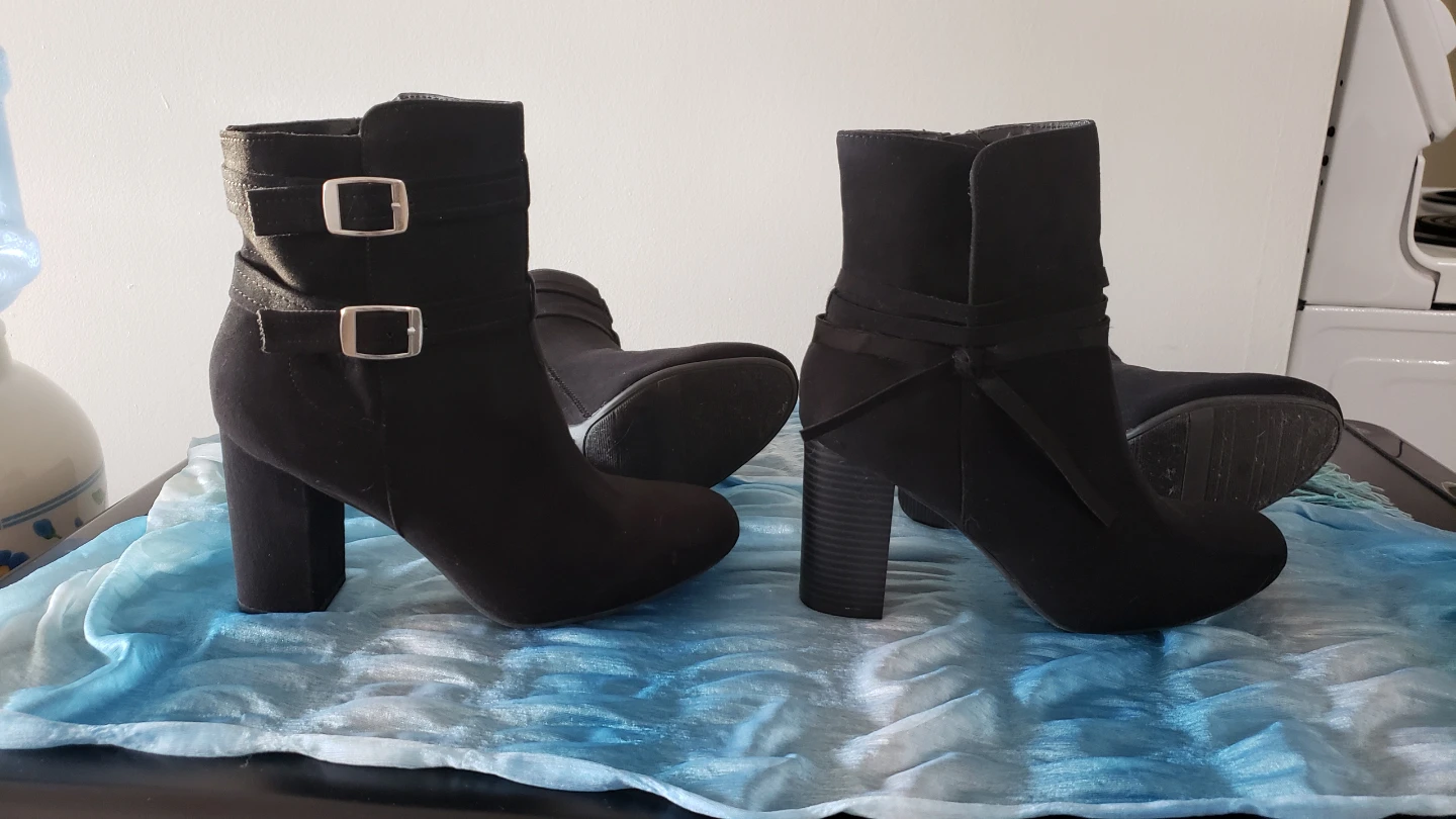 Black faux suede ankle boots x2