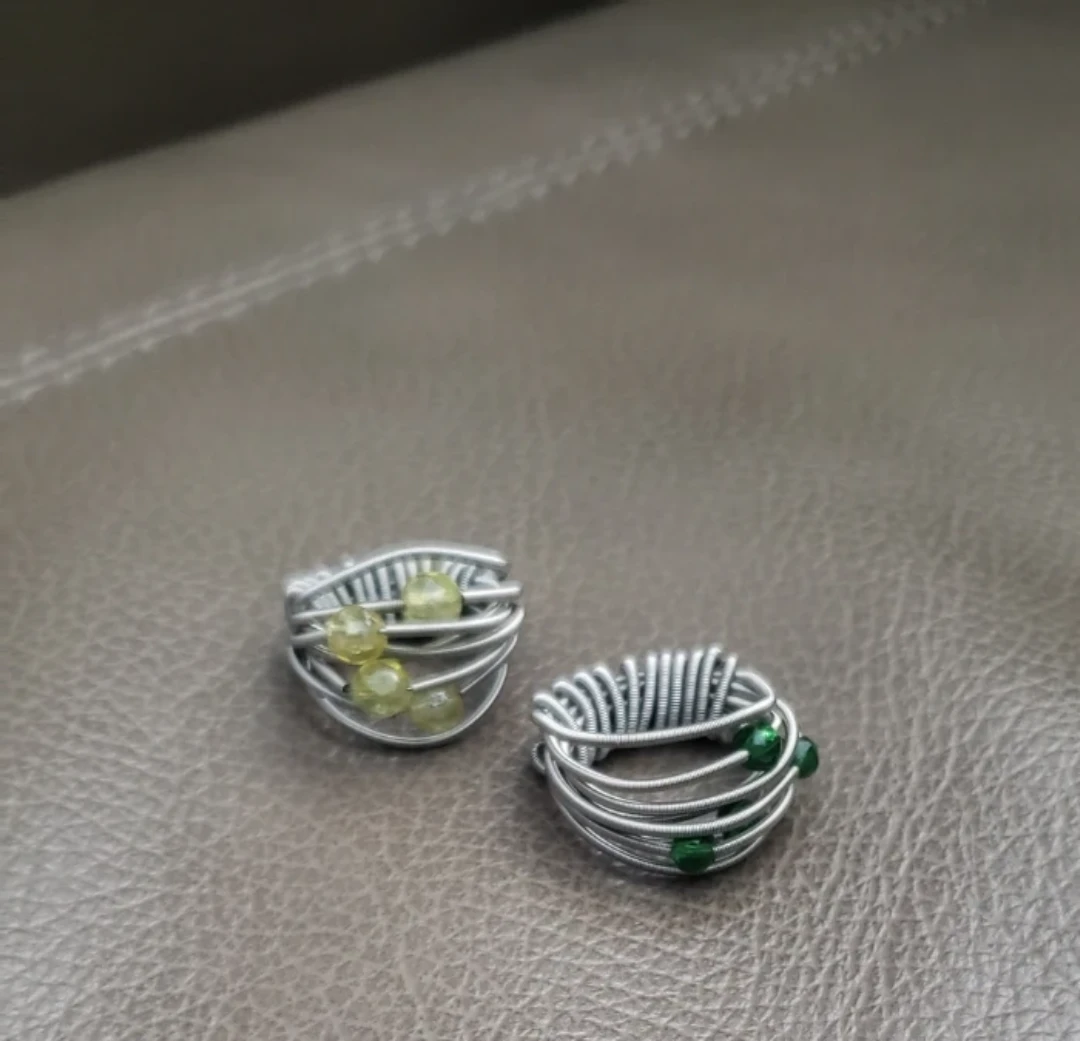 Handmade Wire Wrapped Ring with Gemstones