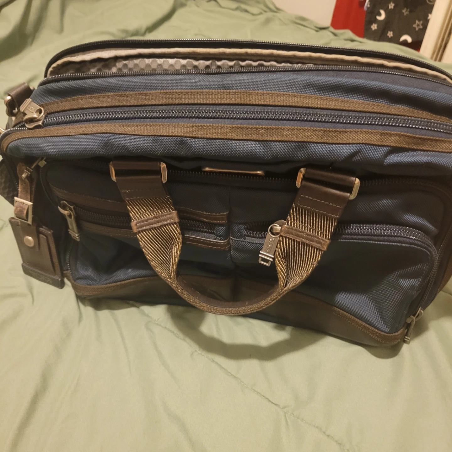 Tumi Blue/Brown Nylon and Leather Slim Briefcase - photo 3