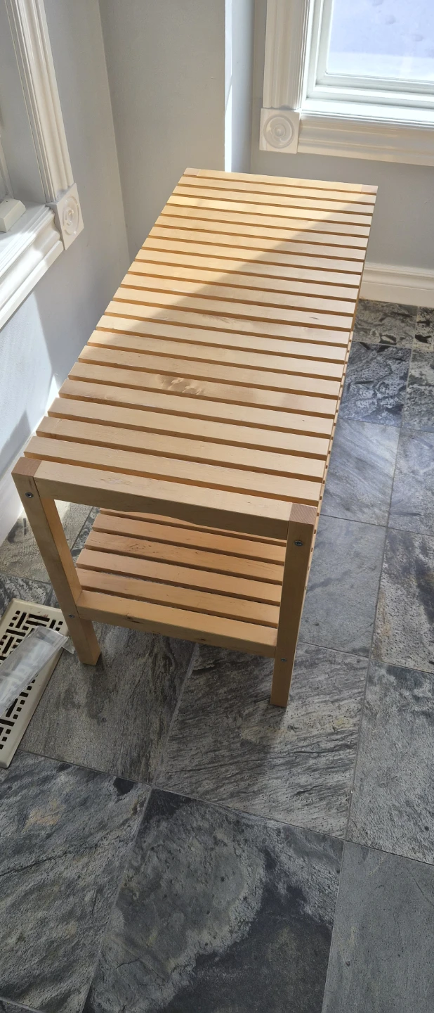 Wooden Slatted Shelf Unit / Bench - photo 2