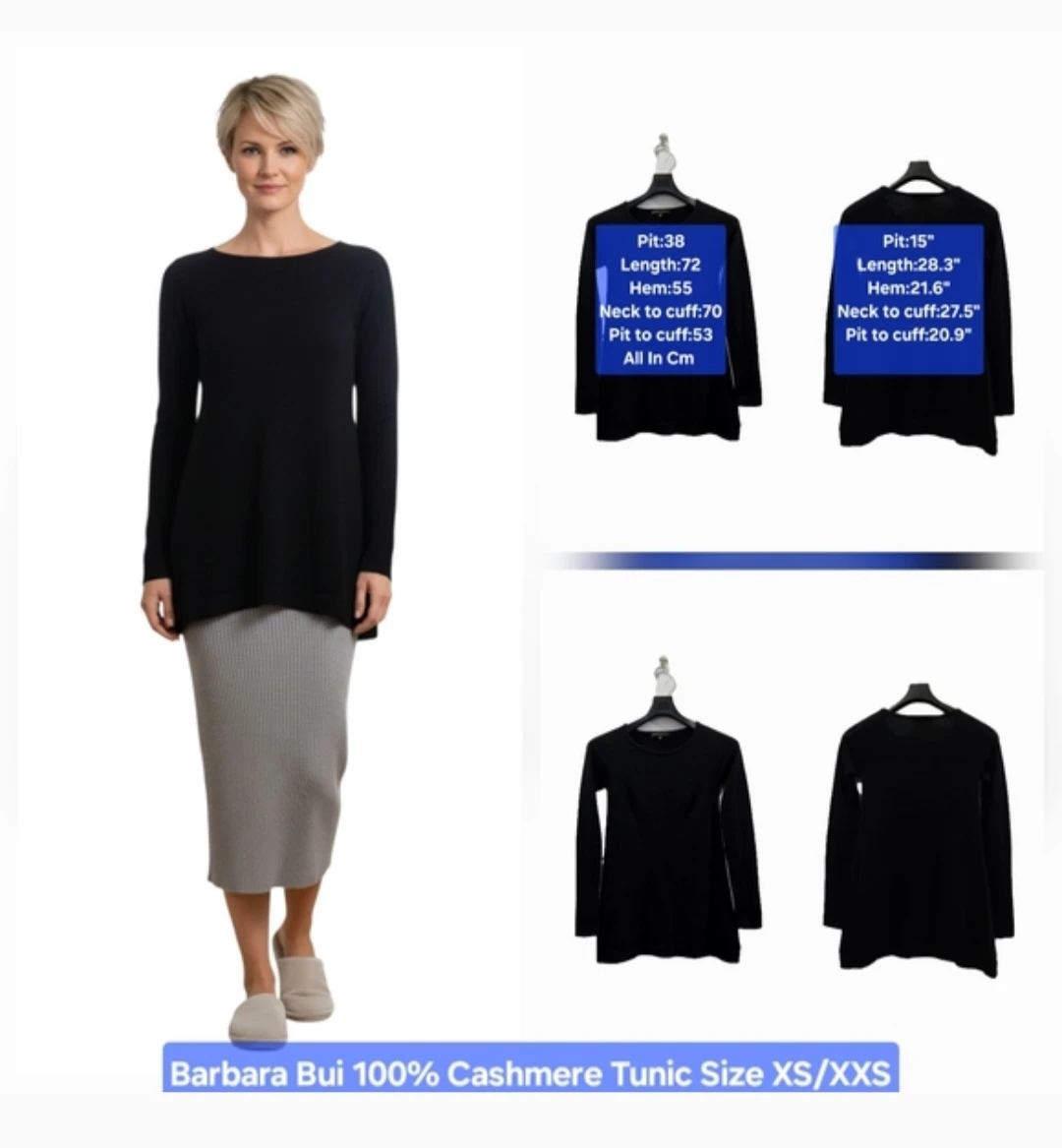 🏆 Barbara Bui 100% Cashmere Tunic Size XS/XXS