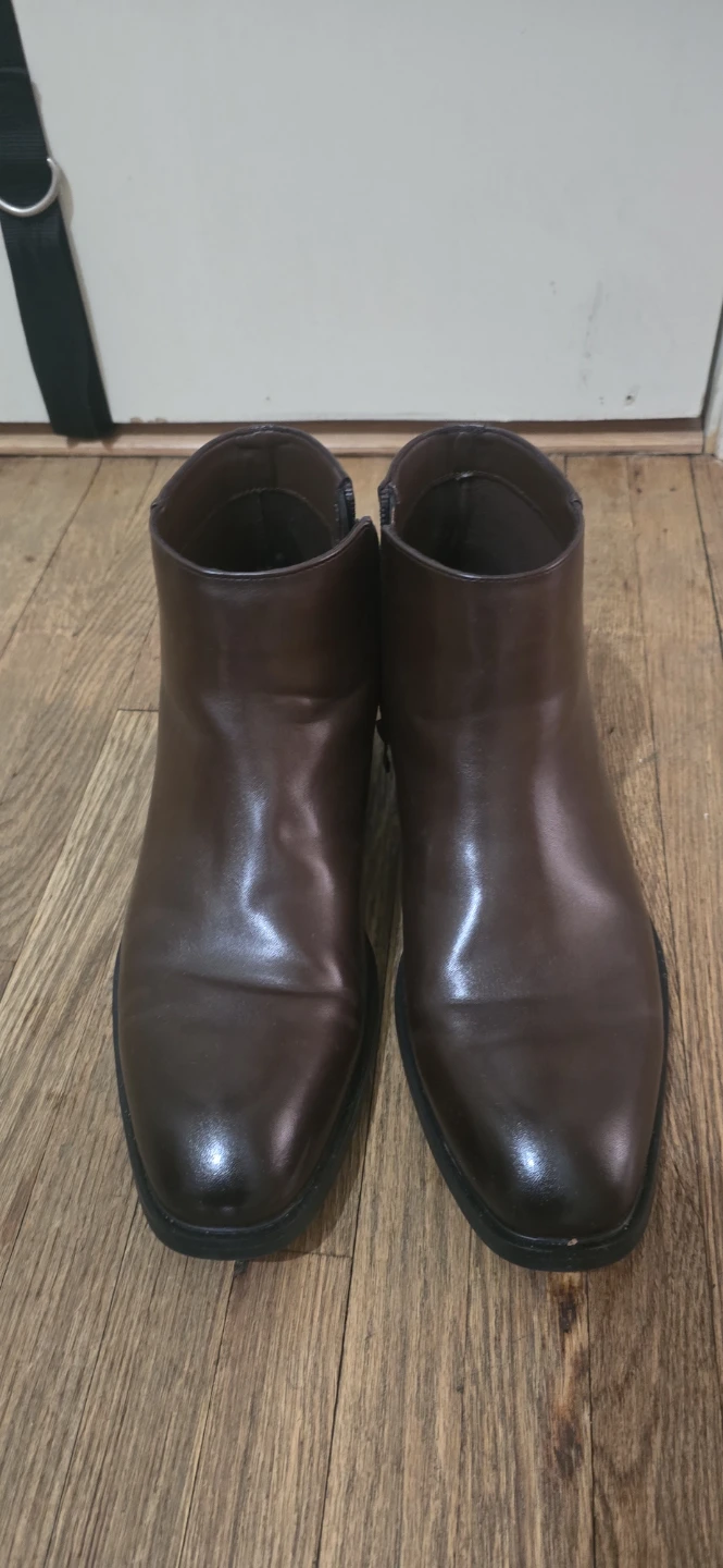 Brown Faux Leather Ankle Boots with Side Zippers