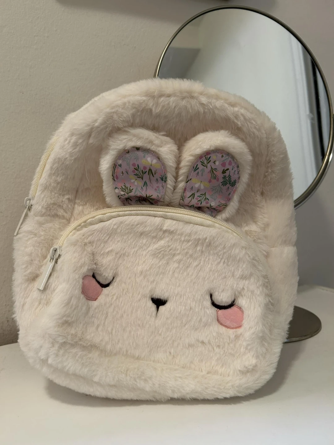 White Furry Bunny Backpack