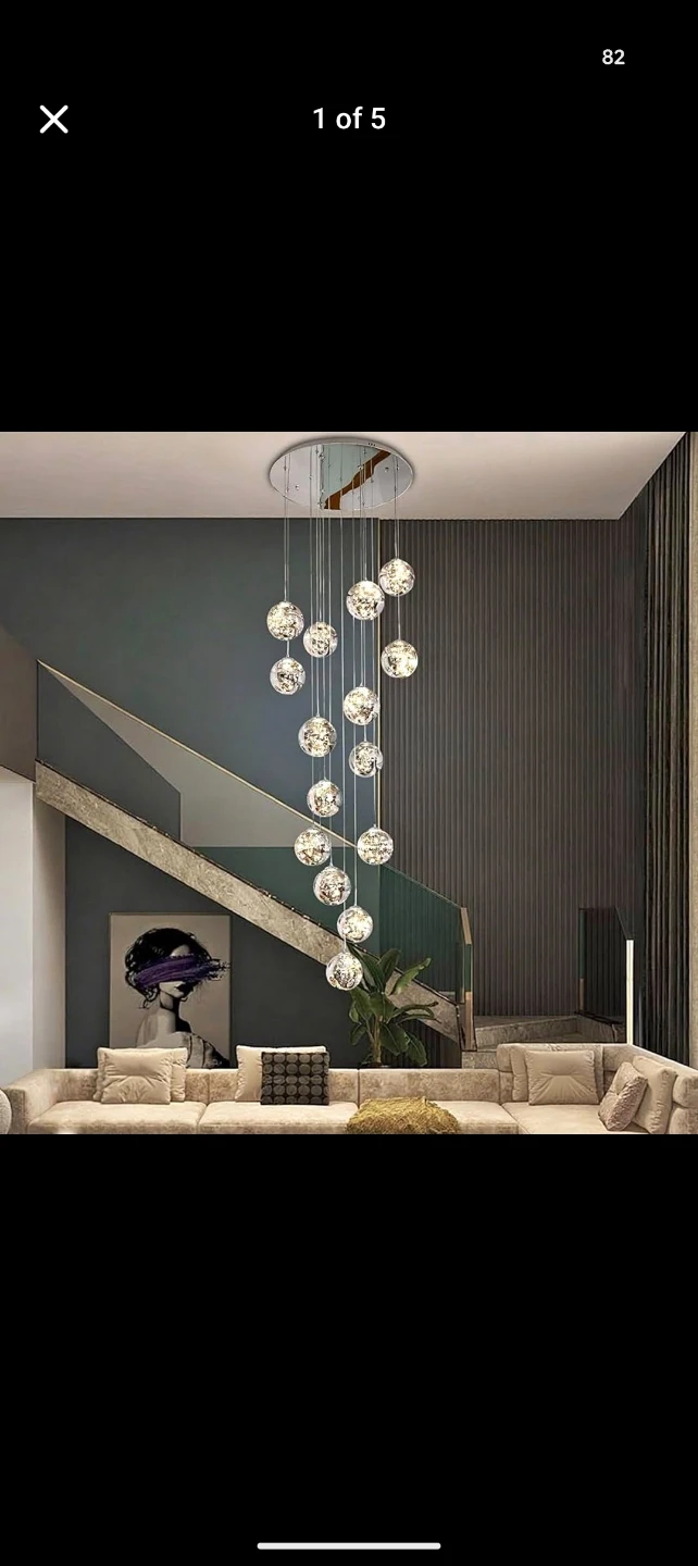 Spiral Chandelier with Crystal Balls