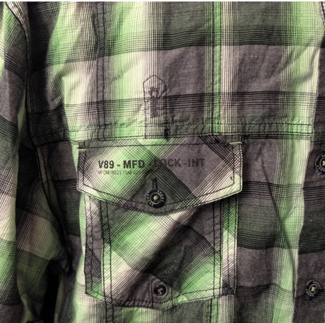 Green Plaid Short Sleeve Button-Up Shirt - photo 2