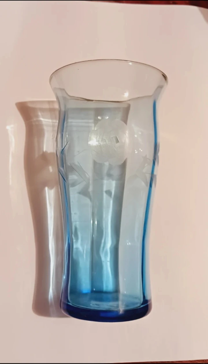 Antique German Fine Etched Blue Crystal Tumbler - photo 3