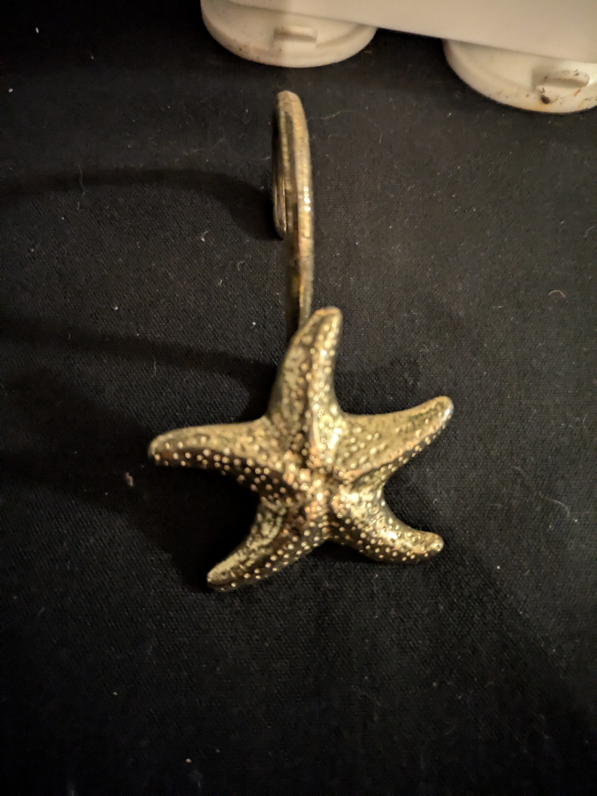 Solid brass starfish design shower curtain rings set of 12