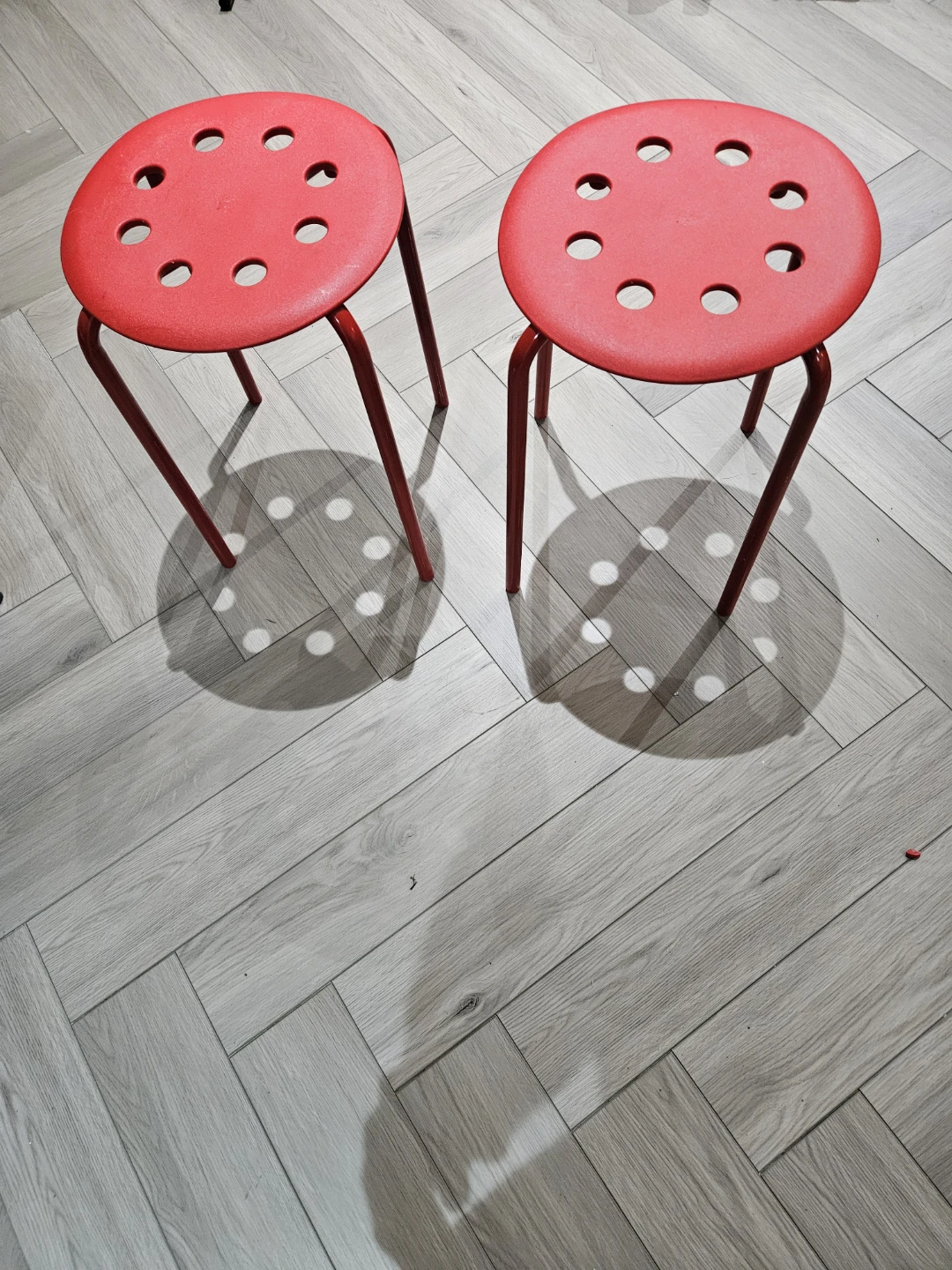 Set of 2 Red Stools