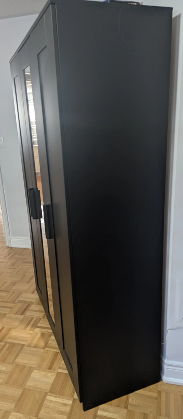 Black 3-Door Wardrobe with Mirrored Door - photo 3