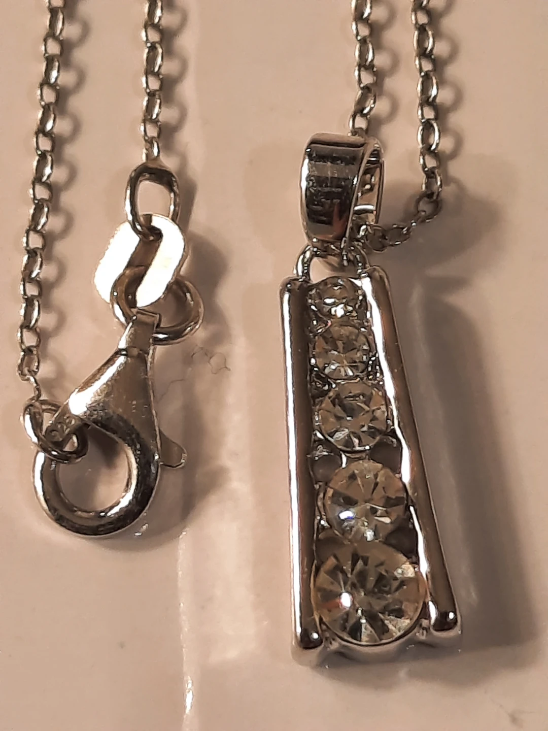 925 silver 3 chains and pendants one with diamond - photo 5