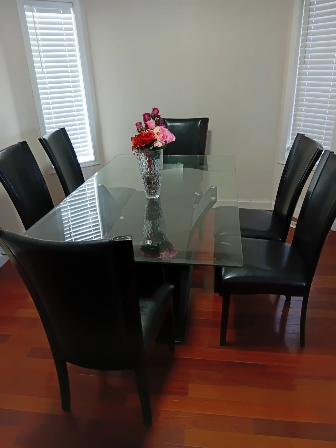 Glass Dining Table with 6 Black Chairs - photo 2