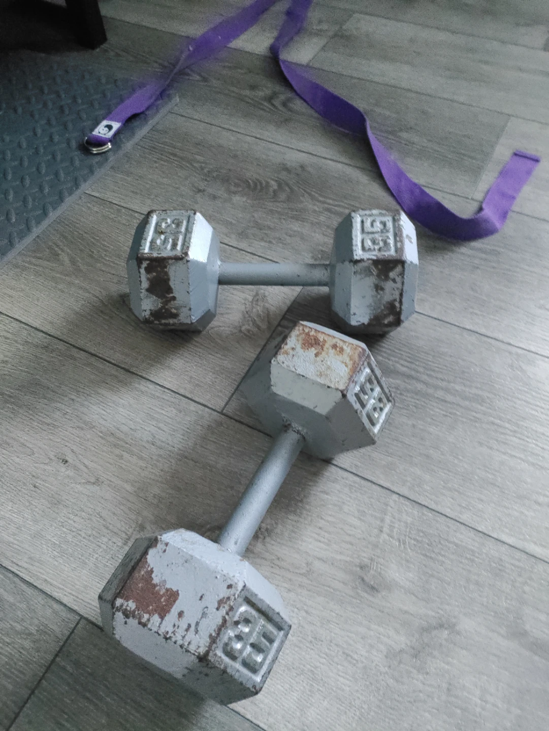 Two 35lb Hex Dumbbells