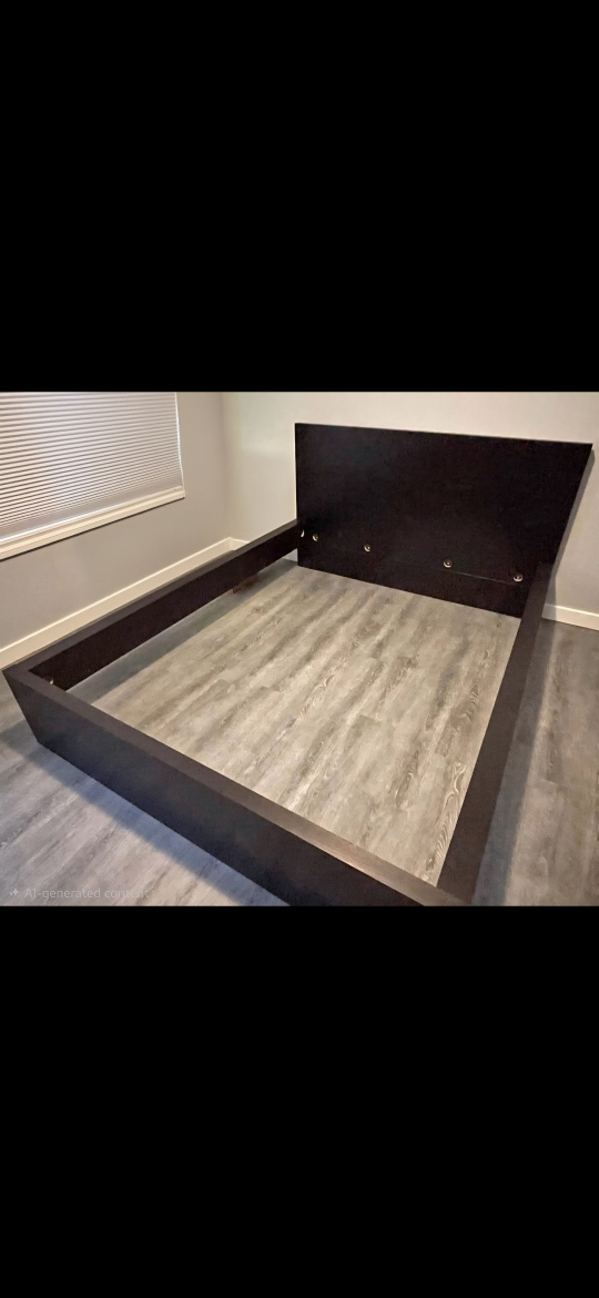 Dark Brown ikea Platform Bed Frame, comes with rails and slats