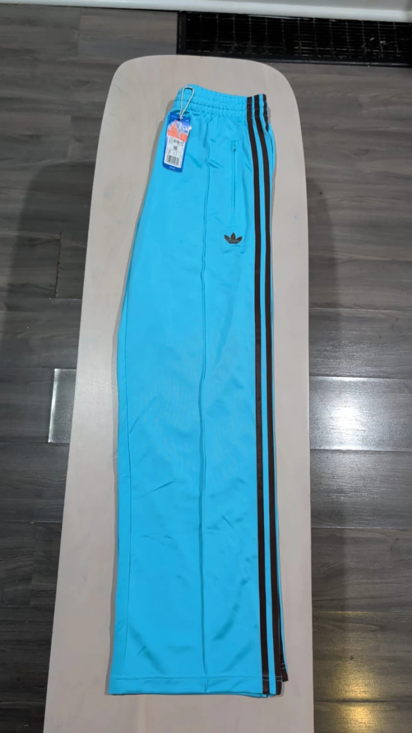 Adidas Track Pants - Sky Blue / Black Stripes