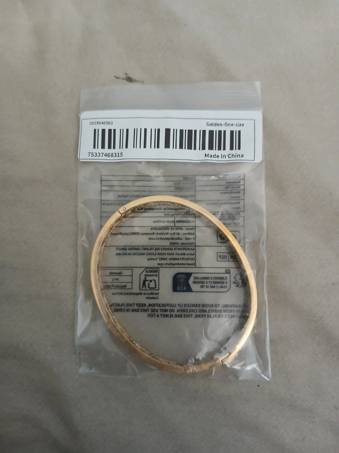 18K Gold Plated 304 Stainless Steel Greek Key Open Bangle - photo 2
