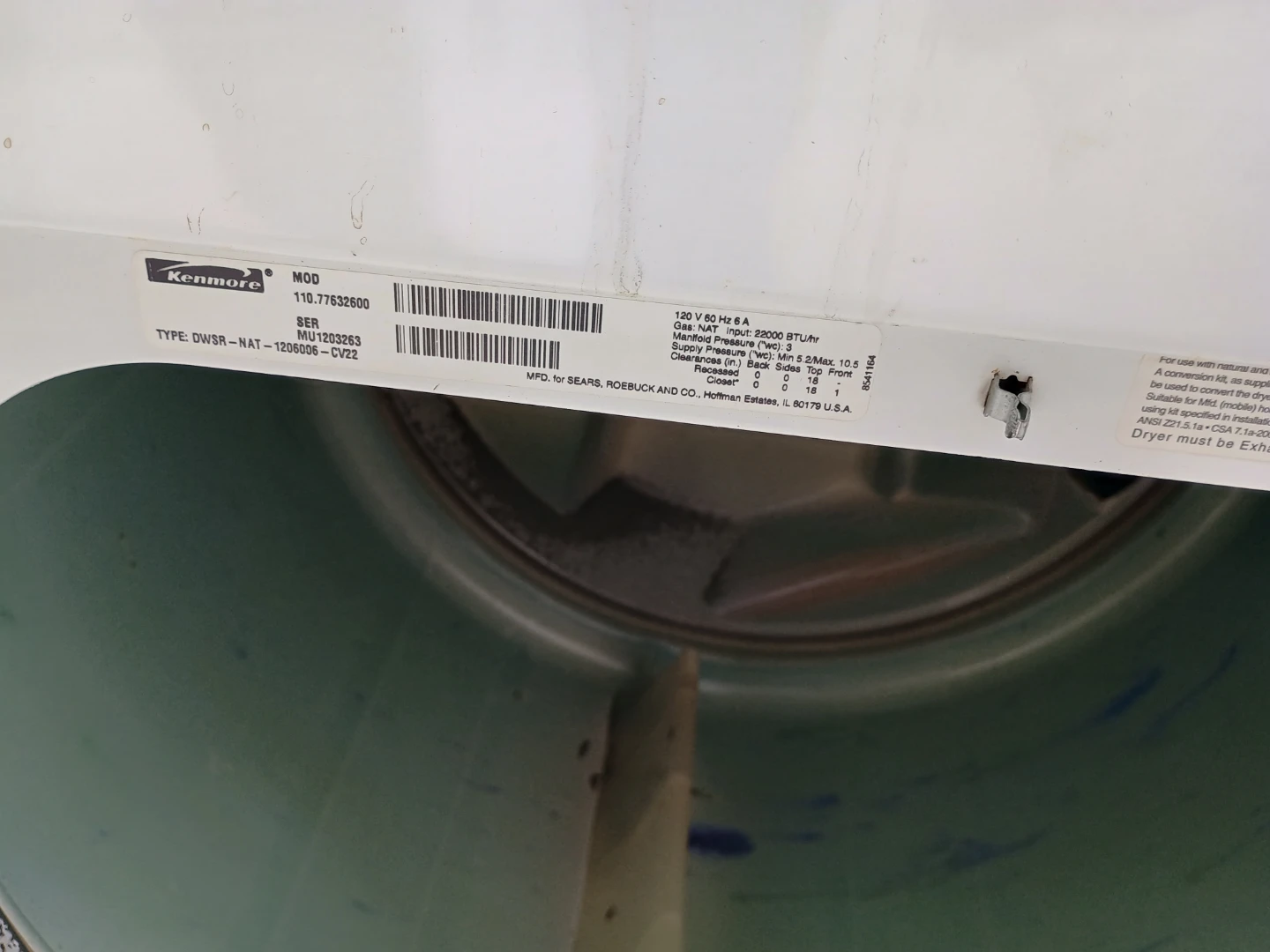 Kenmore 600 Series Dryer DWSR-NAT - photo 4