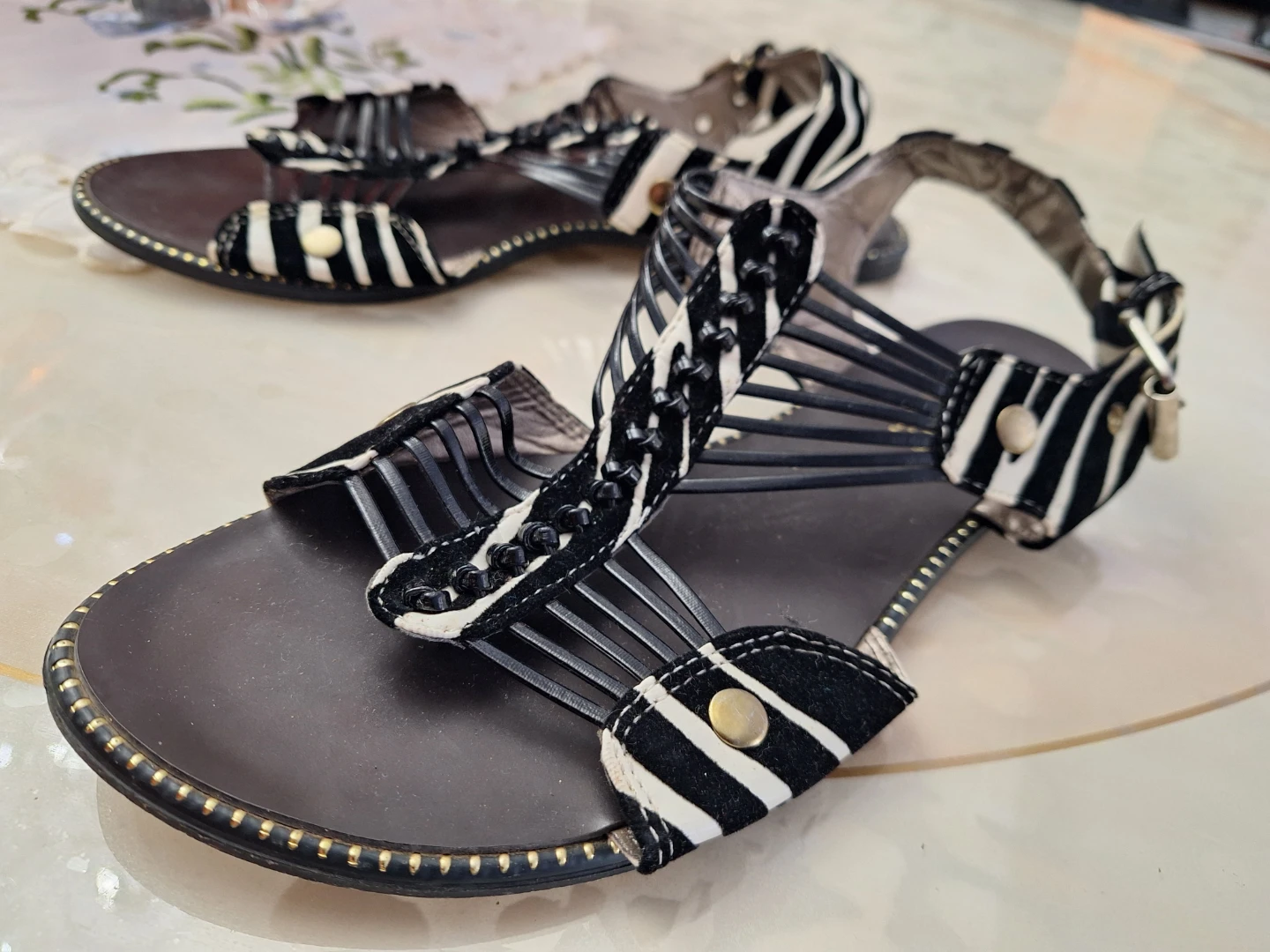 Lena Luisa Women's Zebra Print Fashion Sandals Size 8 1/2