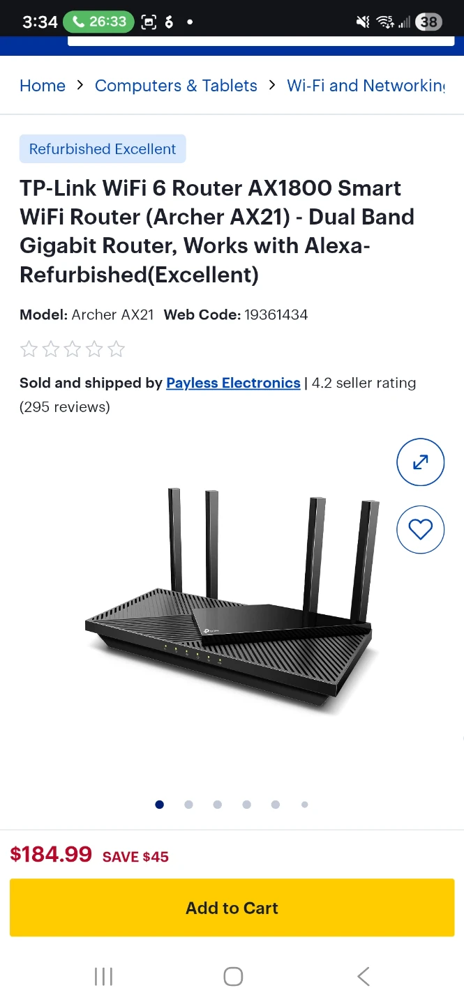 TP-Link Archer AX21 AX1800 Dual Band Wi-Fi 6 Router