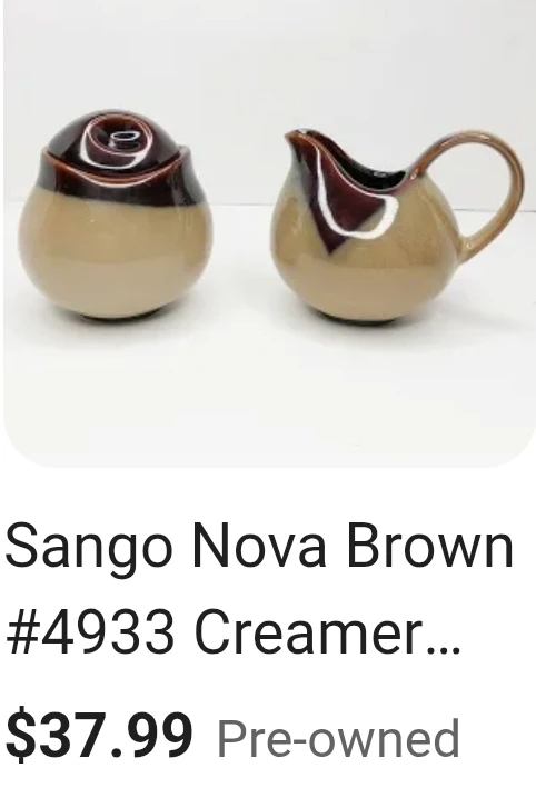 Sango Nova Brown Creamer and Sugar Bowl Set - photo 3