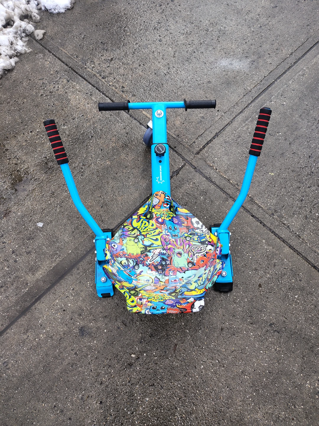 Blue Ride-On Scooter with Monster Graphics