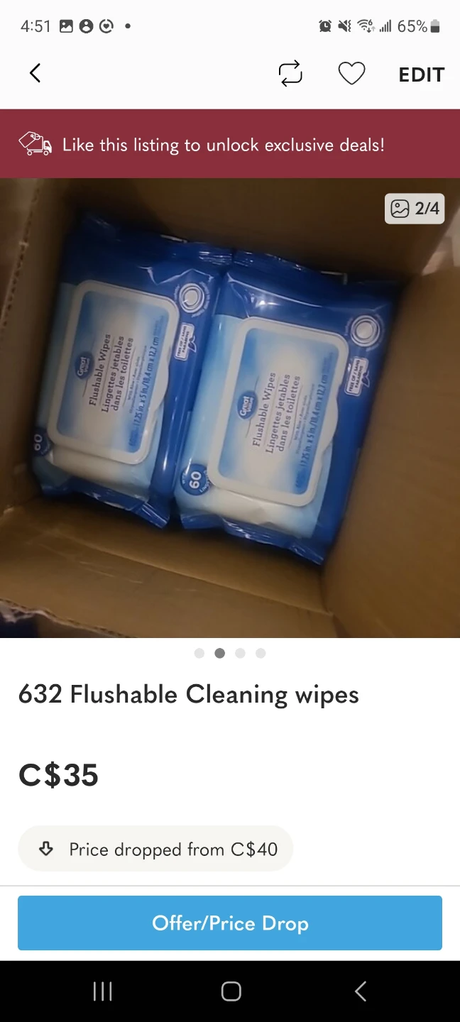 Great Value 632 Flushable Cleaning Wipes - photo 3