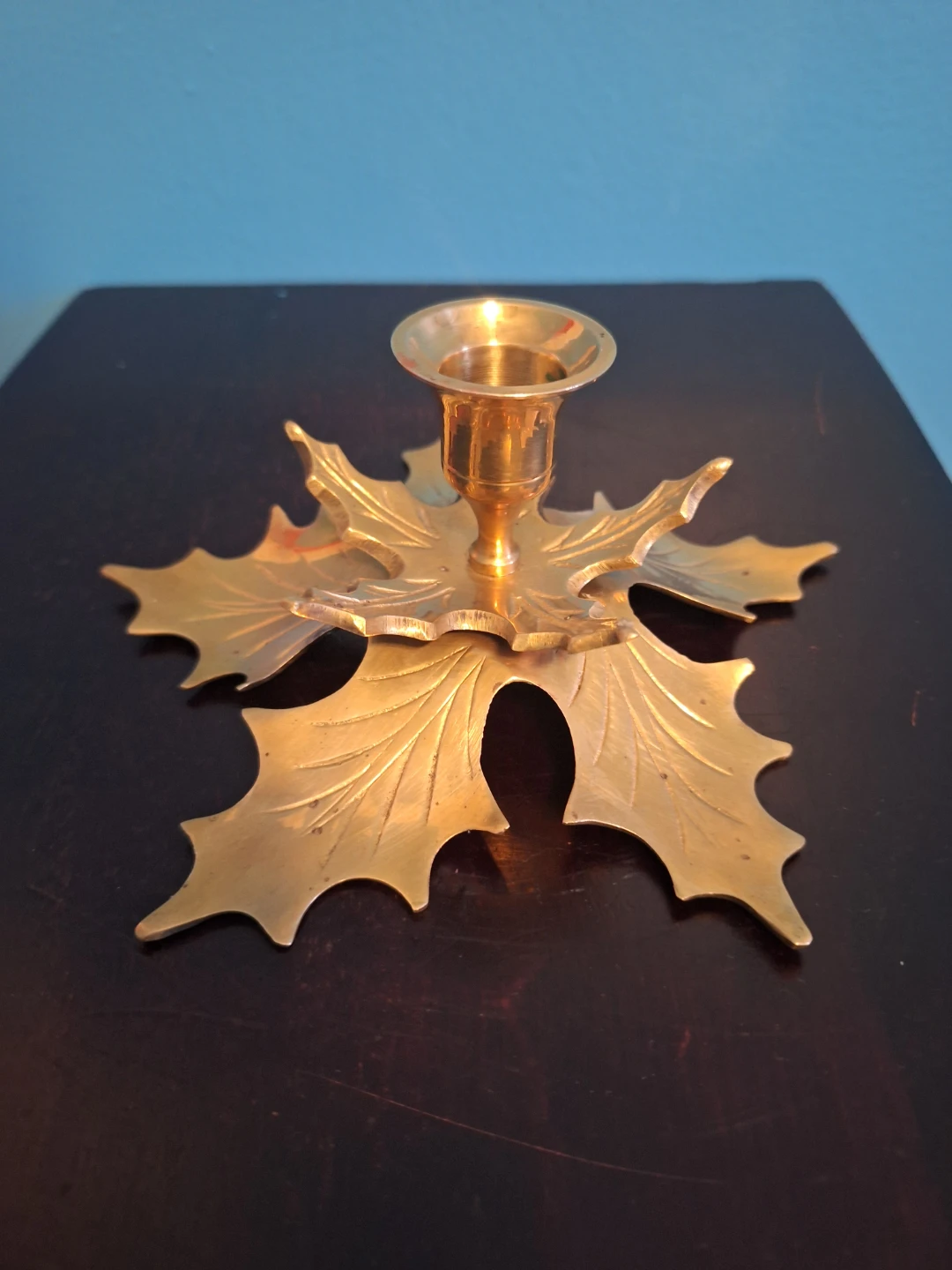 Vintage Brass Leaf Candlestick Holder