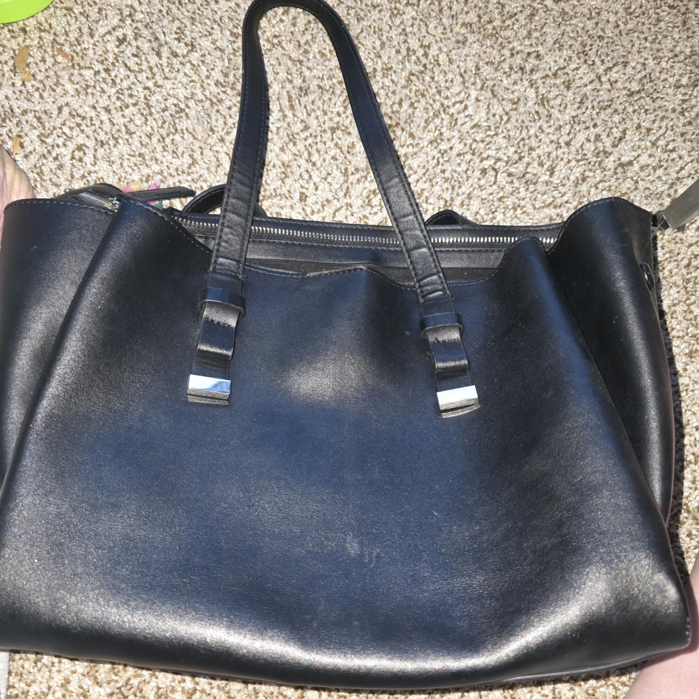 Used Naturalizer Black Faux Leather Tote Bag
