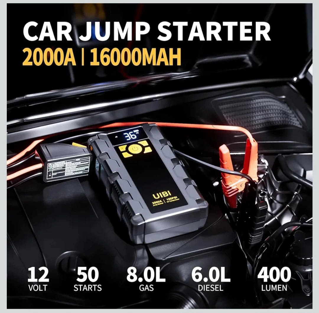 UIBI Jump Starter & 150PSI Air Compressor 2000A - photo 2