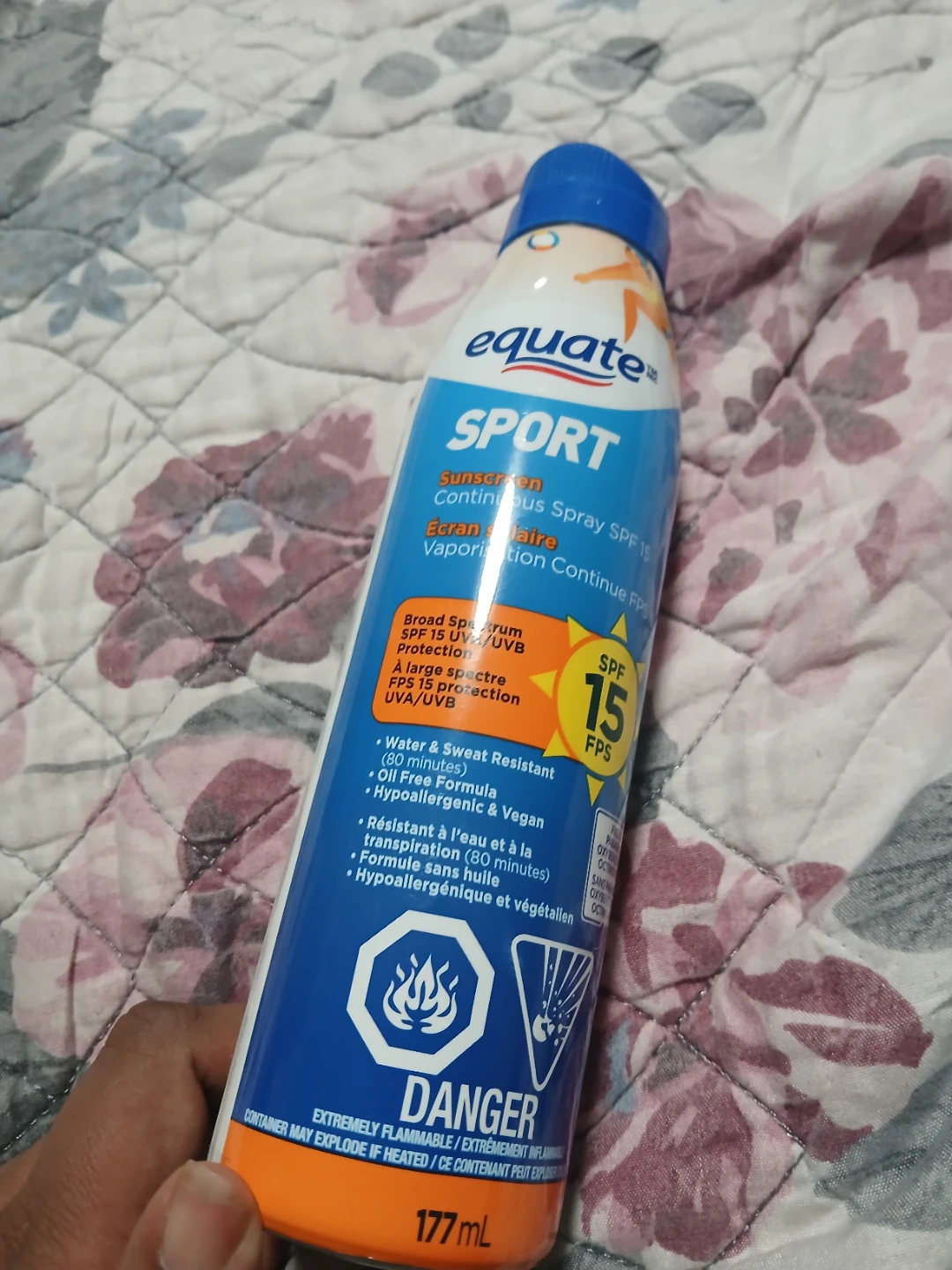 Equate Sport Continuous Spray SPF 15 Sunscreen exp oct 2026