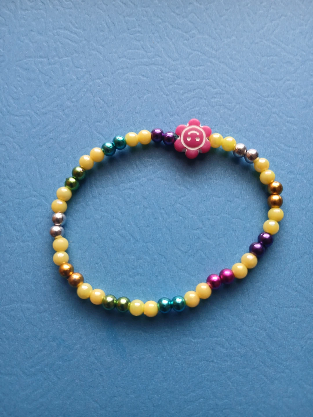 Beaded Bracelet with Flower Charm