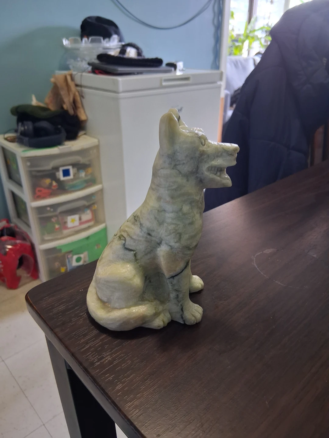 Rare Hand-Carved Natural Serpentine German Shepherd - photo 2