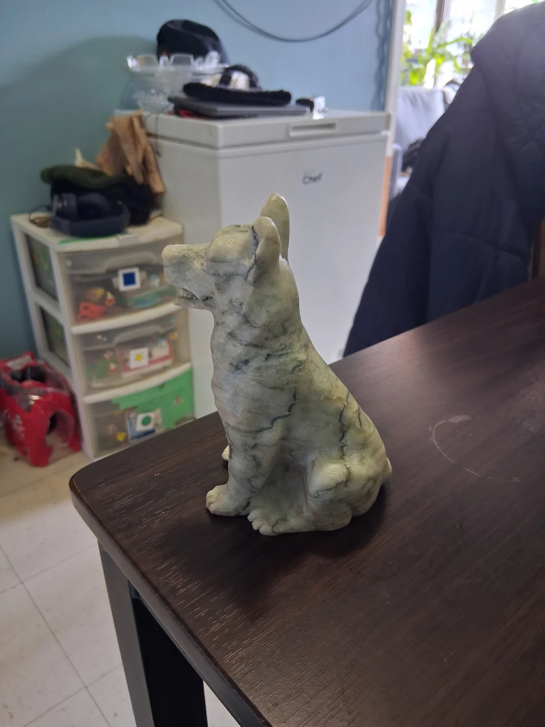 Rare Hand-Carved Natural Serpentine German Shepherd - photo 4