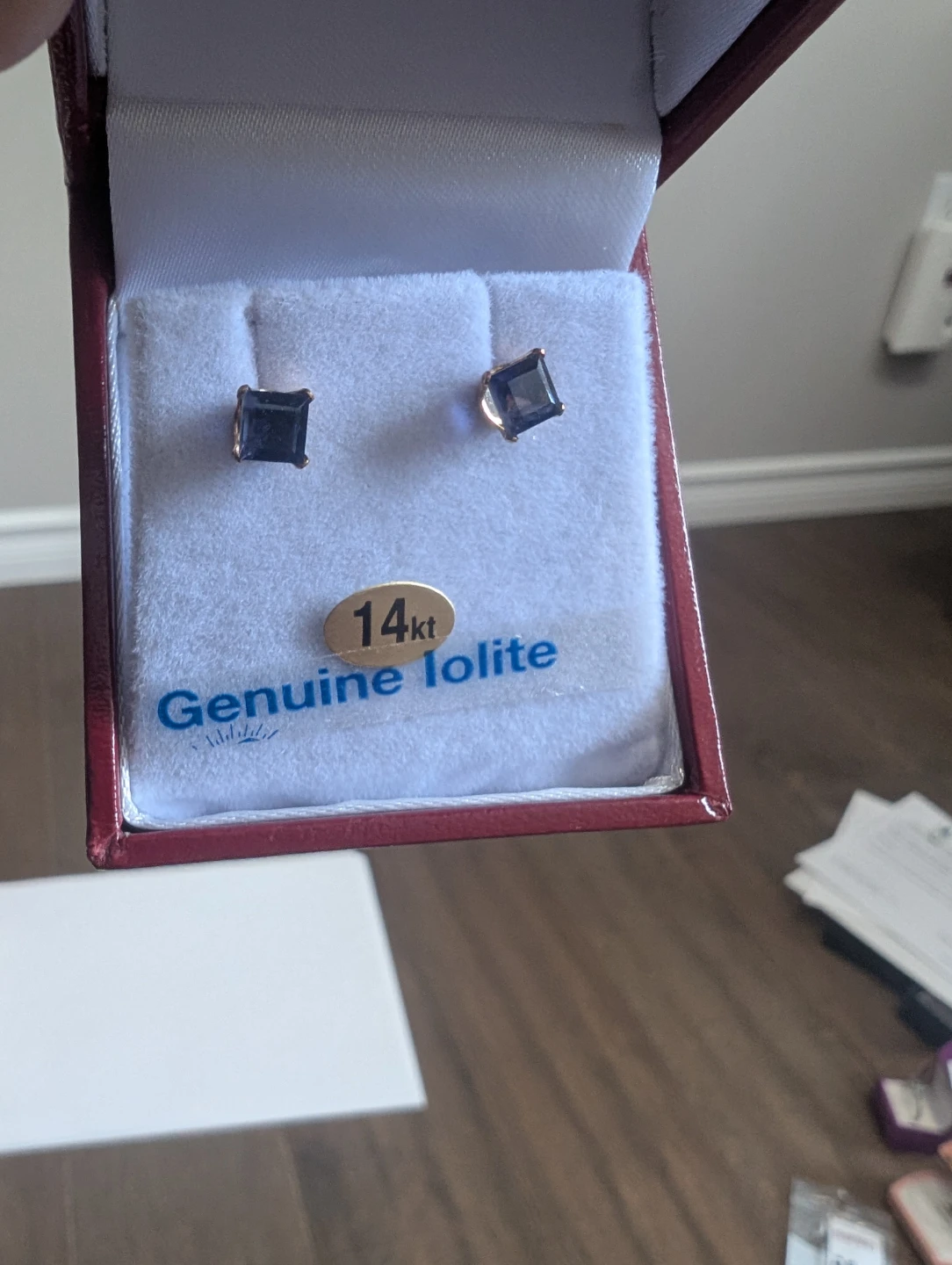 Brand New 14K Yellow Gold Iolite Earrings For Sale - photo 4