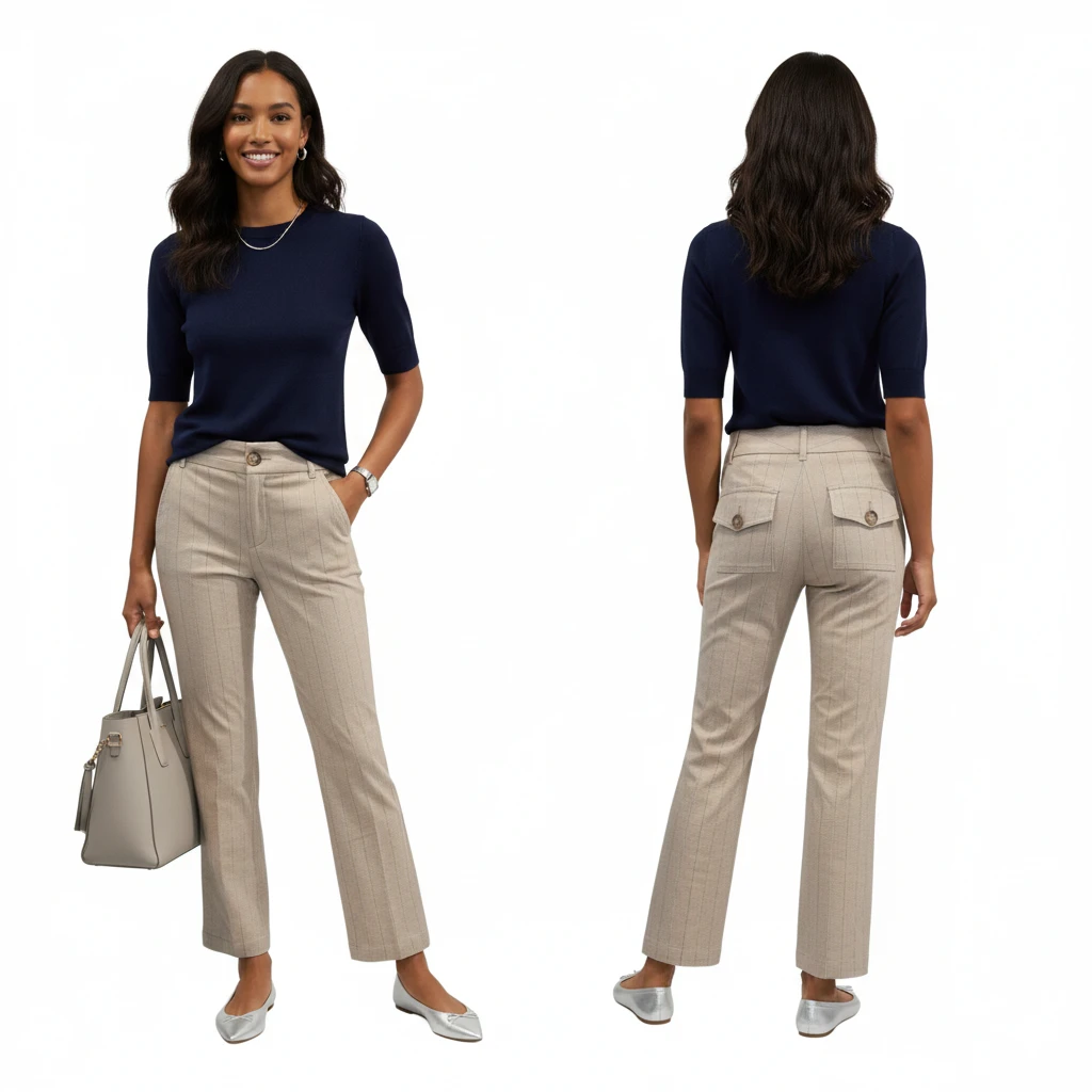 🏆  Marc by Marc Jacobs Pinstripe Mid-Rise Trousers Size 0 - photo 3